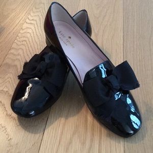 Kate Spade black patent leather bow Gino flats